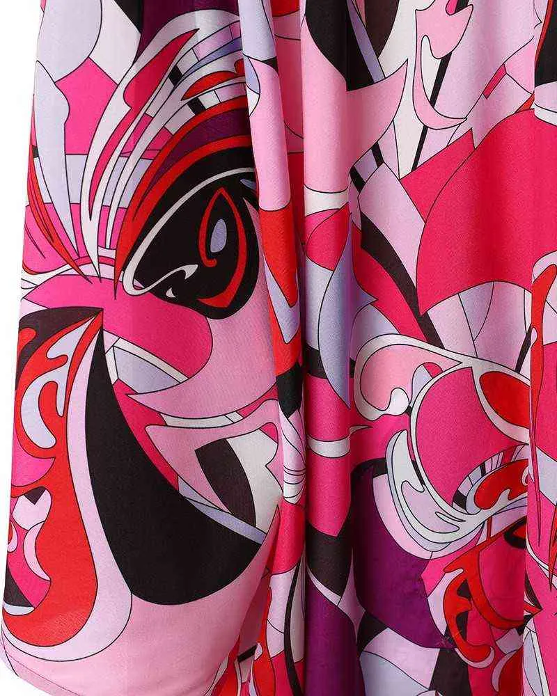 Women Open Long Loose Cardigan Top High Waist Abstract Print Batwing Sleeve Cardigan & Shorts Set Shorts Summer Fashion Y220804