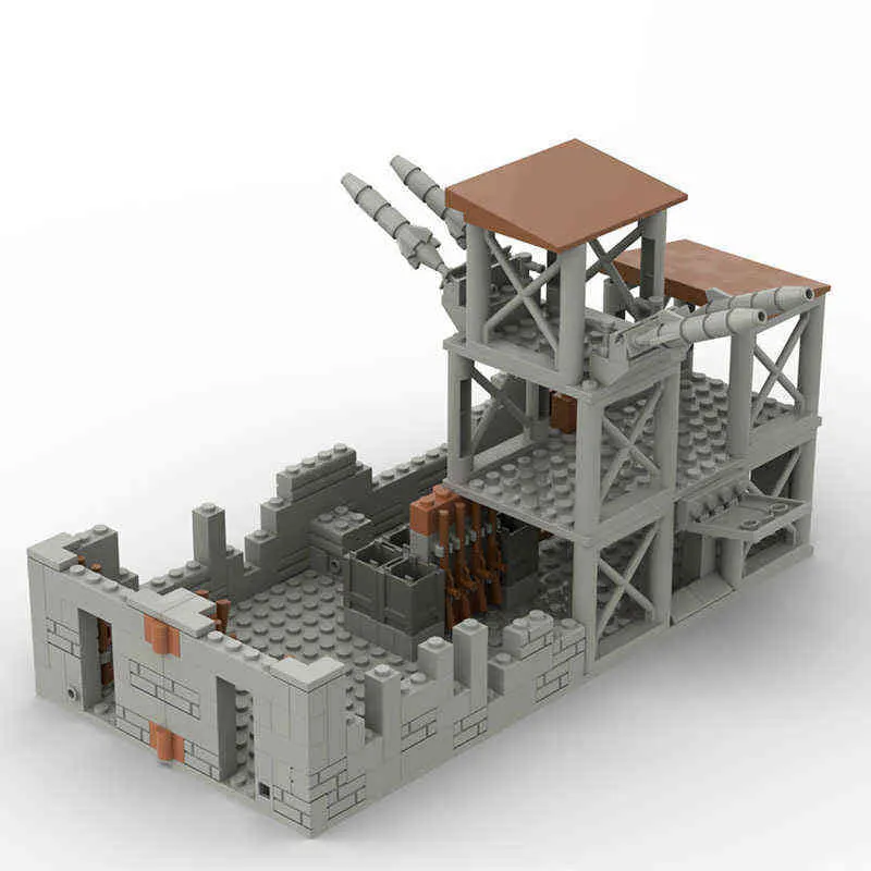 MOC Creative Fortress Building Block för att montera Battle Royale Peace Elite Battlefield Military Base för att bygga barns leksak G220524