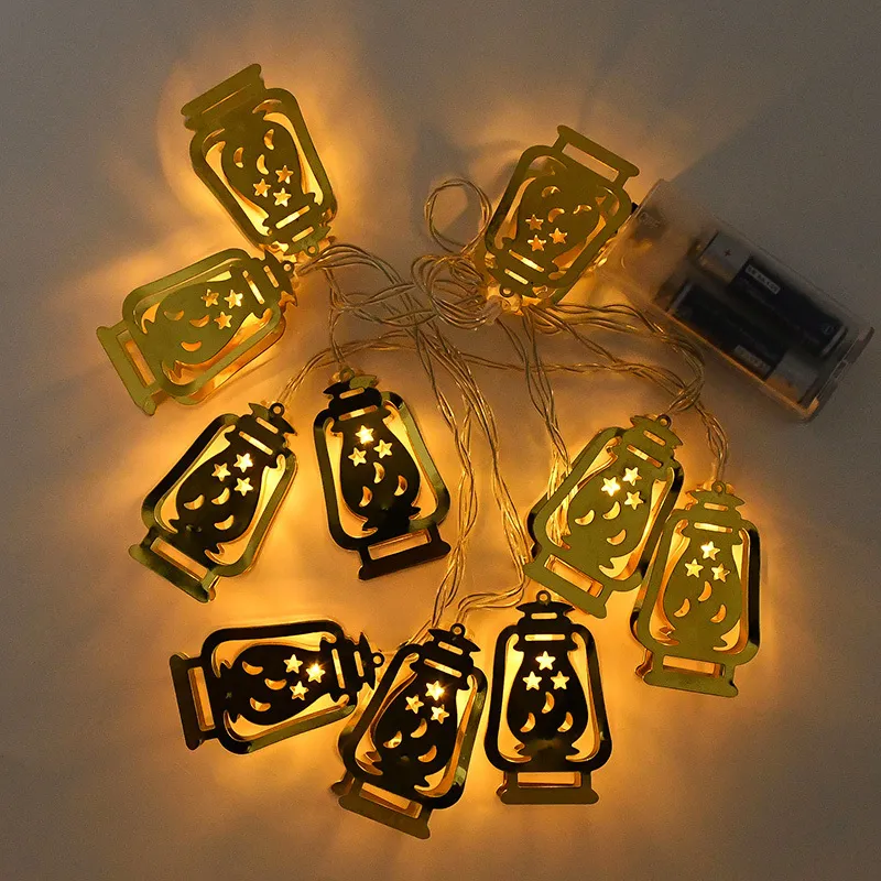 Эйд Мубарак Лунный фонарь светодиодные светодиодные струны железные ремесленные украшения гирлянды для дома Исламская мусульманская партия декор Рамадан Свет 220815