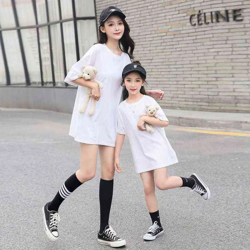 Online parent-child new long detachable teddy bear T-shirt