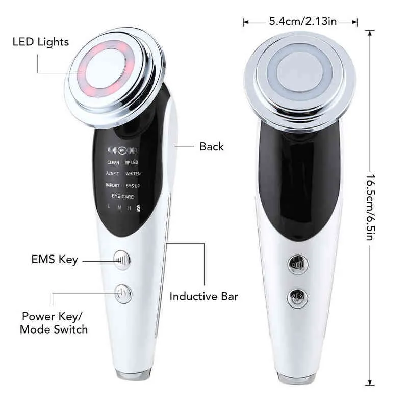 7 in 1 RFEMS Mikrostrom-Hebegerät, Vibration, LED, Gesichtshautverjüngung, Faltenentferner, Anti-Aging-Gesichtsschönheit, 220512