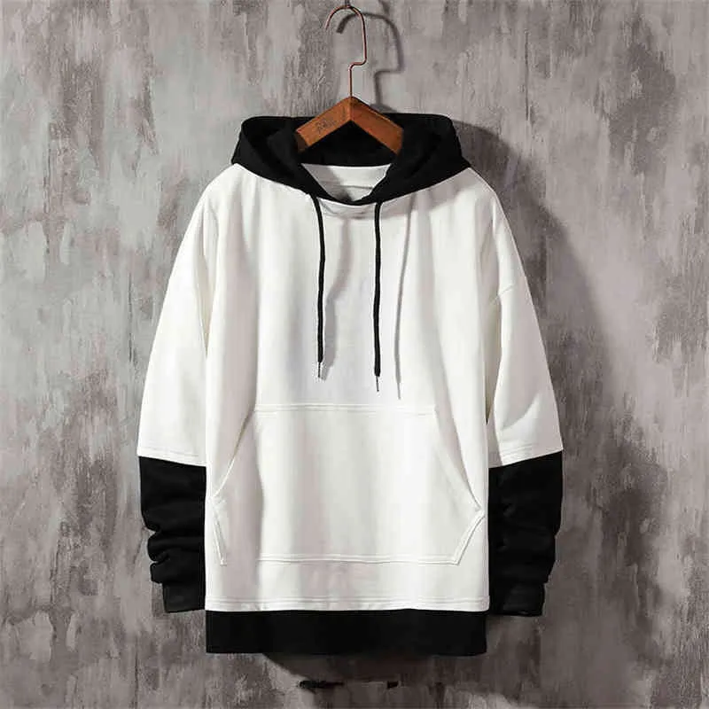 Felpa con cappuccio di cotone a maniche lunghe pullutover uomo hip hop con cappuccio pullover con cappuccio stile di moda casual con cappuccio da colore L220704