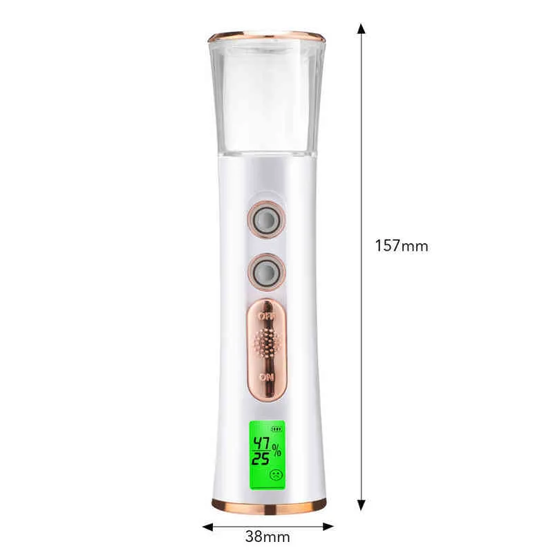 Nano Face Spray Bottle Steamer facciale USB Nebulizzatore ricaricabile Misuratore di umidità della pelle Strumenti portatili la cura della bellezza 220526