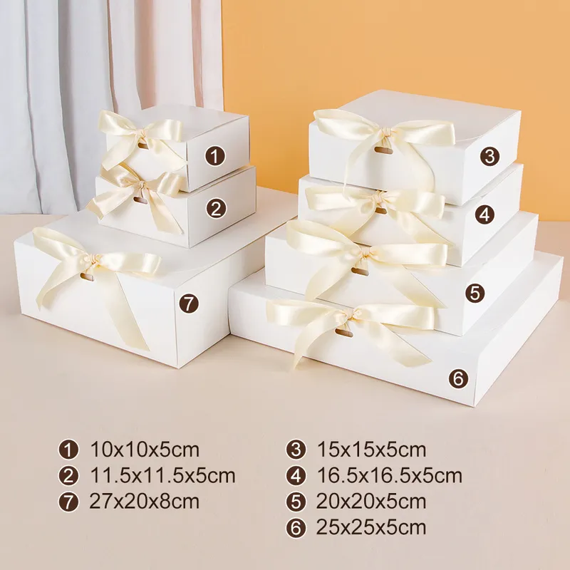 Nastro bianco regalo festa festa caramelle abbigliamento imballaggio generale sacchetto di carta cartone supporta dimensioni personalizzate stampate 220706