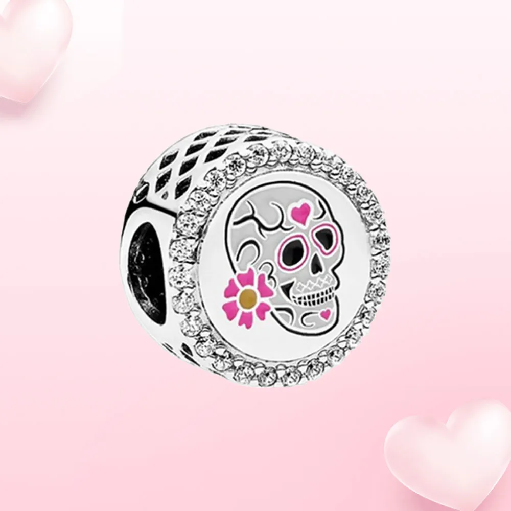 925 Silver Shiny Charm Heart Hearton Bead Charm Fit Pandora for Bracelet Jewelry for Women