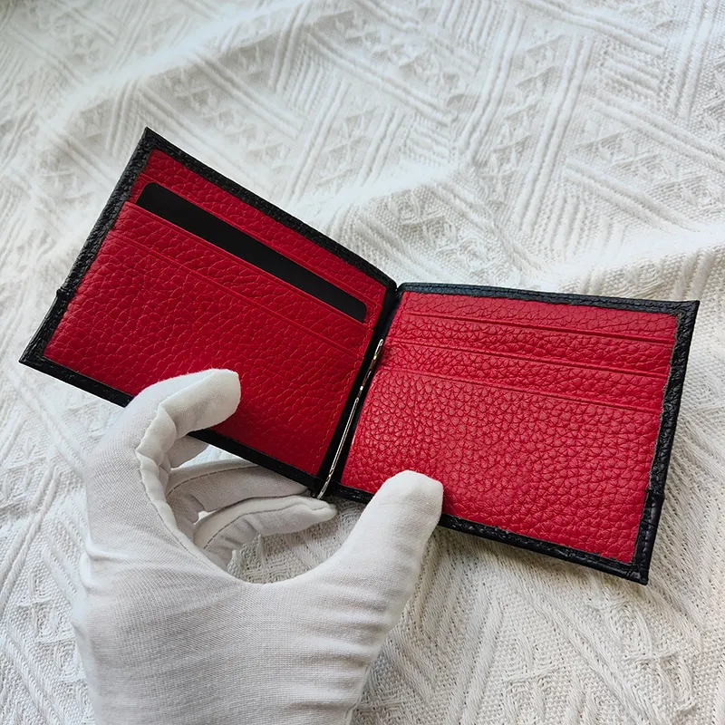 Nya män mode plånbokskorthållare högkvalitativ läder europeisk trend svart röd väska kort portfölj körkort