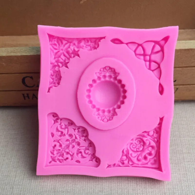 Vintage Lace Corner Embossed Board Silicone Mould European DIY Jewelry fondant Cake Chocolate Soap Mold Decoration Baking Tool 220815
