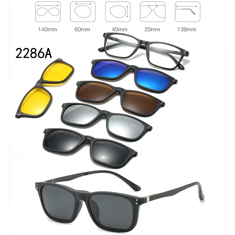 5 В 1 пользовательские мужчины Женщины поляризованные оптические магнитные солнцезащитные очки зажима магнитов на солнцезащитных очках на солнцезащитных очках 220611