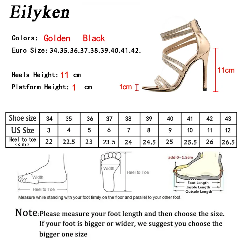 Eilyken, zapatos de verano para mujer, sandalias de gladiador a la moda para mujer, punta abierta para boda, tacones altos de aguja con cremallera, 220516