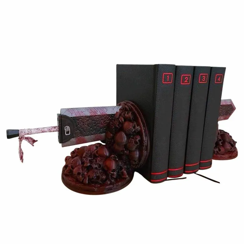 Dragon Slayer's Furious Bookend Berserk Bookends Sword Bookshelf Resin Resin Livro K Inserir Kits Ornamento Desktop Artwork Home Decor 220329