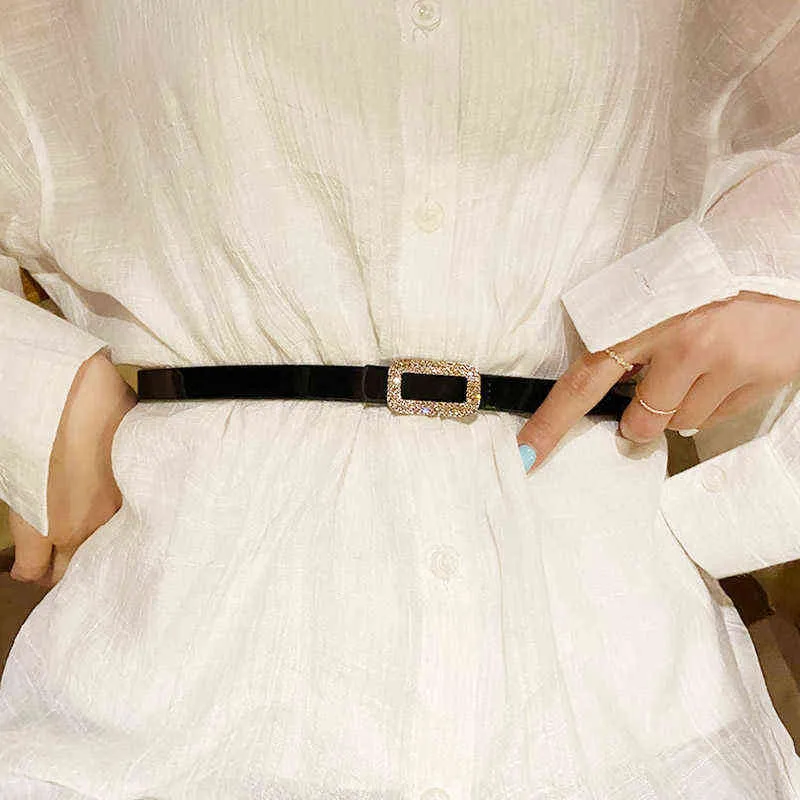 أزياء نسائية براءة اختراع حزام رفيع الحزام راين ميدان مشبك السيدات محذو