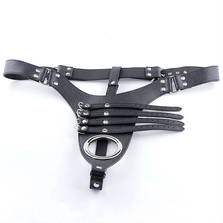 Ceinture de chasteté pour hommes, sangle sur les manches, anneau de pénis, harnais de coq en cuir, contraintes, équipement de Bondage, manchettes, jeux pour adultes-30