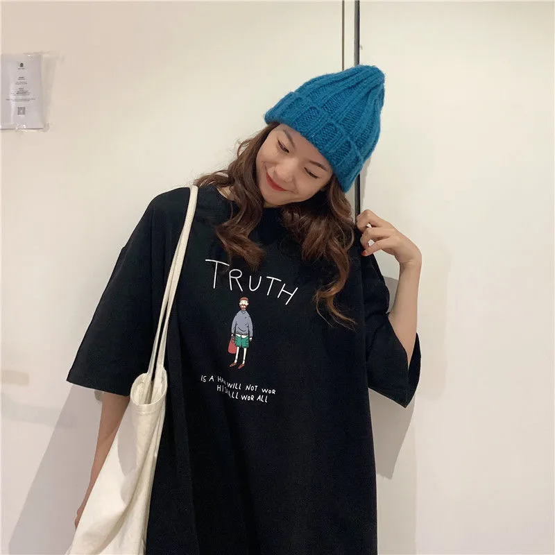 Söta toppar för flickor tryckt t-shirt kort ärm t-shirts koreansk stil sexig topp sommarkläder estetiska y2k vänner