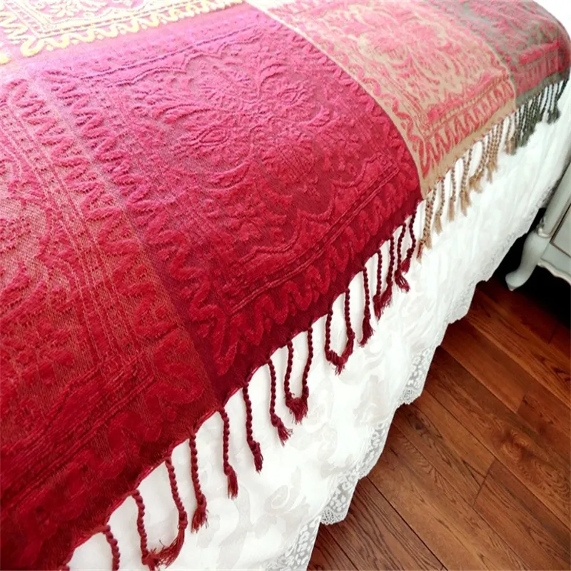 Boho رمي بطانية منقوشة ملونة Chenille Woven Bohemian Slipcover كرسي Loveseat الأثاث غطاء في الهواء الطلق شعب السرير EL 268W