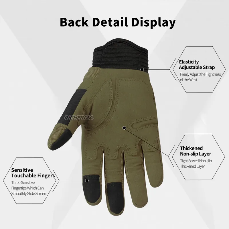 Summer Motorcycle Men Hard Knuckles Touch Screen Full Finger Glove Tactical Dirt Bike Cycling Protective Gloves 220622