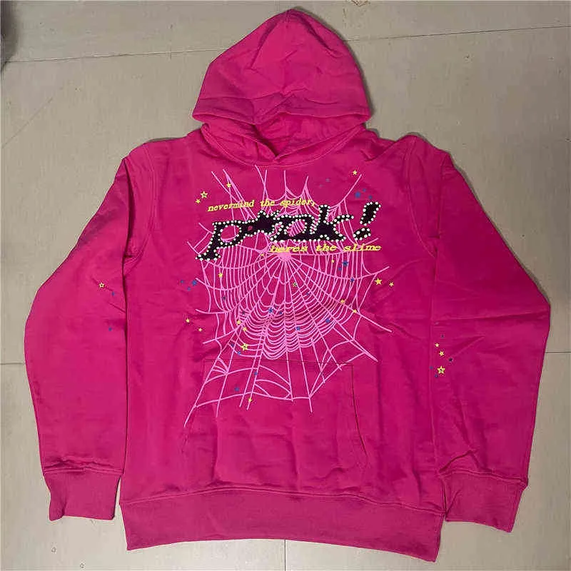 Red  Young Thug 555555 Angel Hoodies Men Women Best Quality Foam Printing Spider Web Pullover Sweatshirts