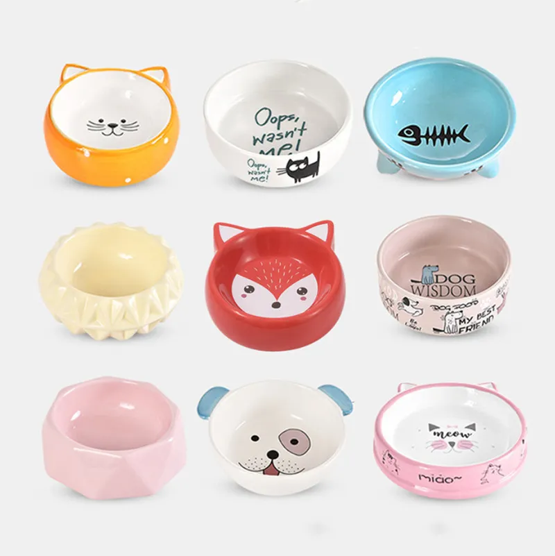 Creative Cat Bowl Cute Cartoon List Gruby ściany Okrągły ceramiczny do karmienia dostaw zwierzęcia 220323