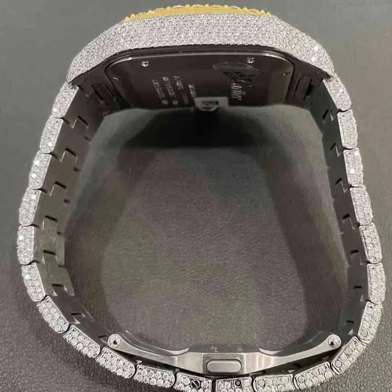 Orologio Moissanit G1VD8254B con diamanti ghiacciati in acciaio inossidabile dal design elegante e di lusso hip-hop personalizzato