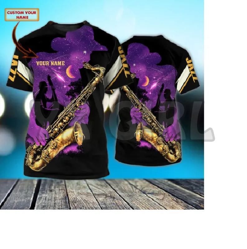 Summer Mody Men, camiseta personalizada saxofone noturna marinha 3d em todas as camisetas impressas camisetas camisetas de camisetas unissex 220712