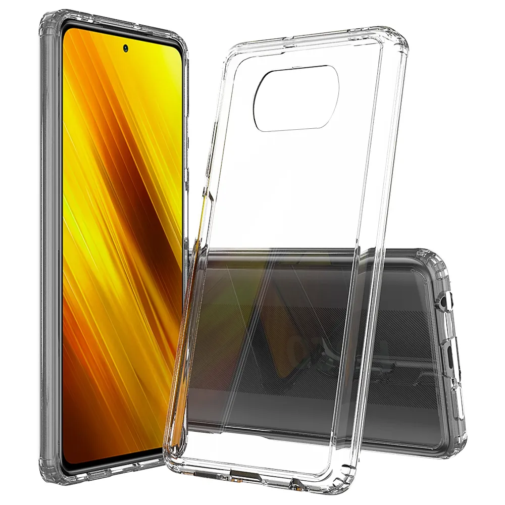 Kratzfeste, transparente Acryl-Kristall-stoßfeste Hüllen für Xiaomi Poco X3 Nfc F3m3 Pro 5g, TPU-Hartplastik-Rückseite