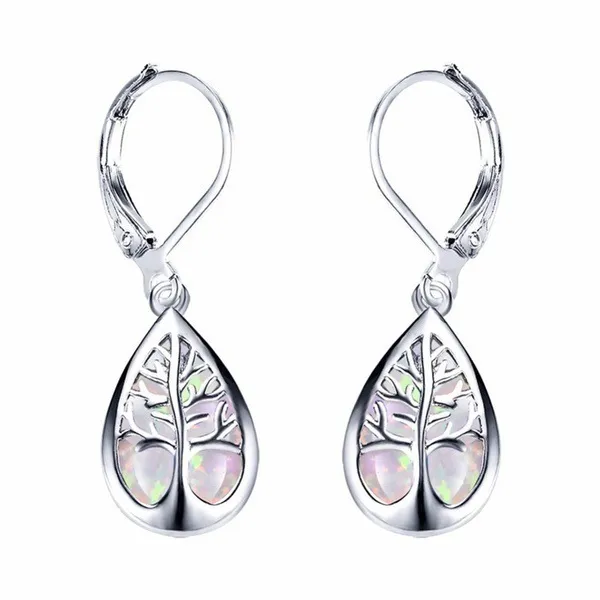 French Drop Shaped Imitation Aobao Ear Hook Silver Color Tree of Life Earrings Fashion Jewelry Gift for Women 220721