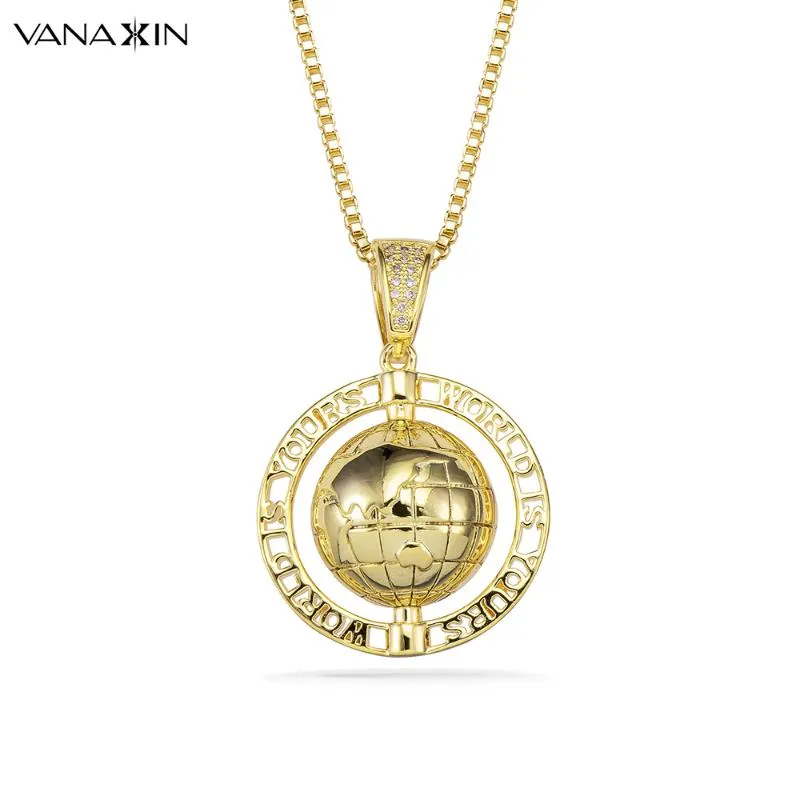 Collares colgantes VANAXIN World Globo giratorio Vintage Antique Glassglobe Charm Hip Hop Collar Joyería Gift204B