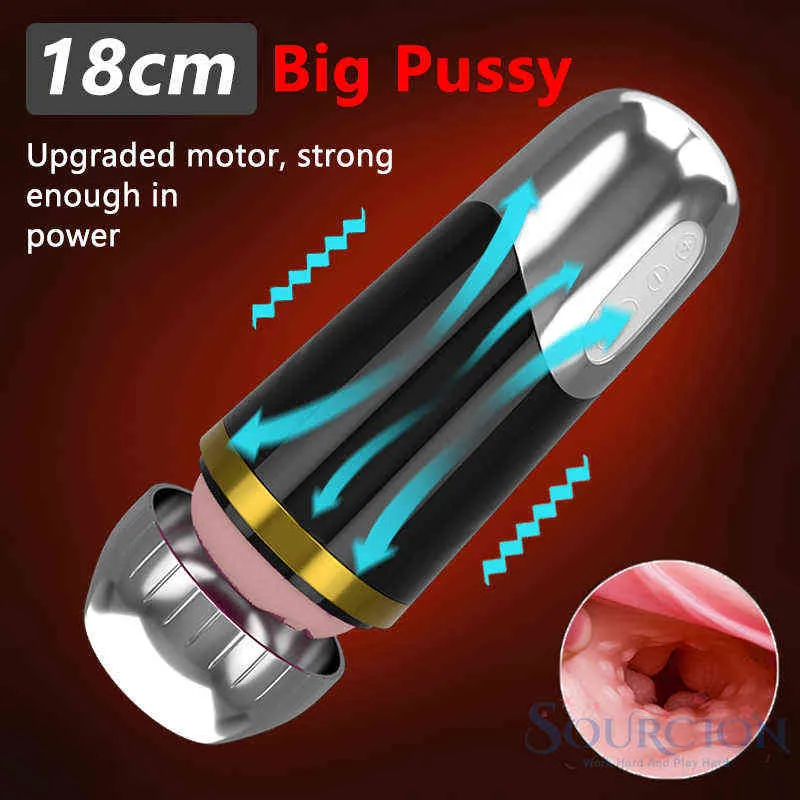 Nxy Sex Men Masturbadores Sourcion Taza de masturbación masculina 18 cm Vibración eléctrica Vagina Máquina erótica real Juguete para adultos para 0412