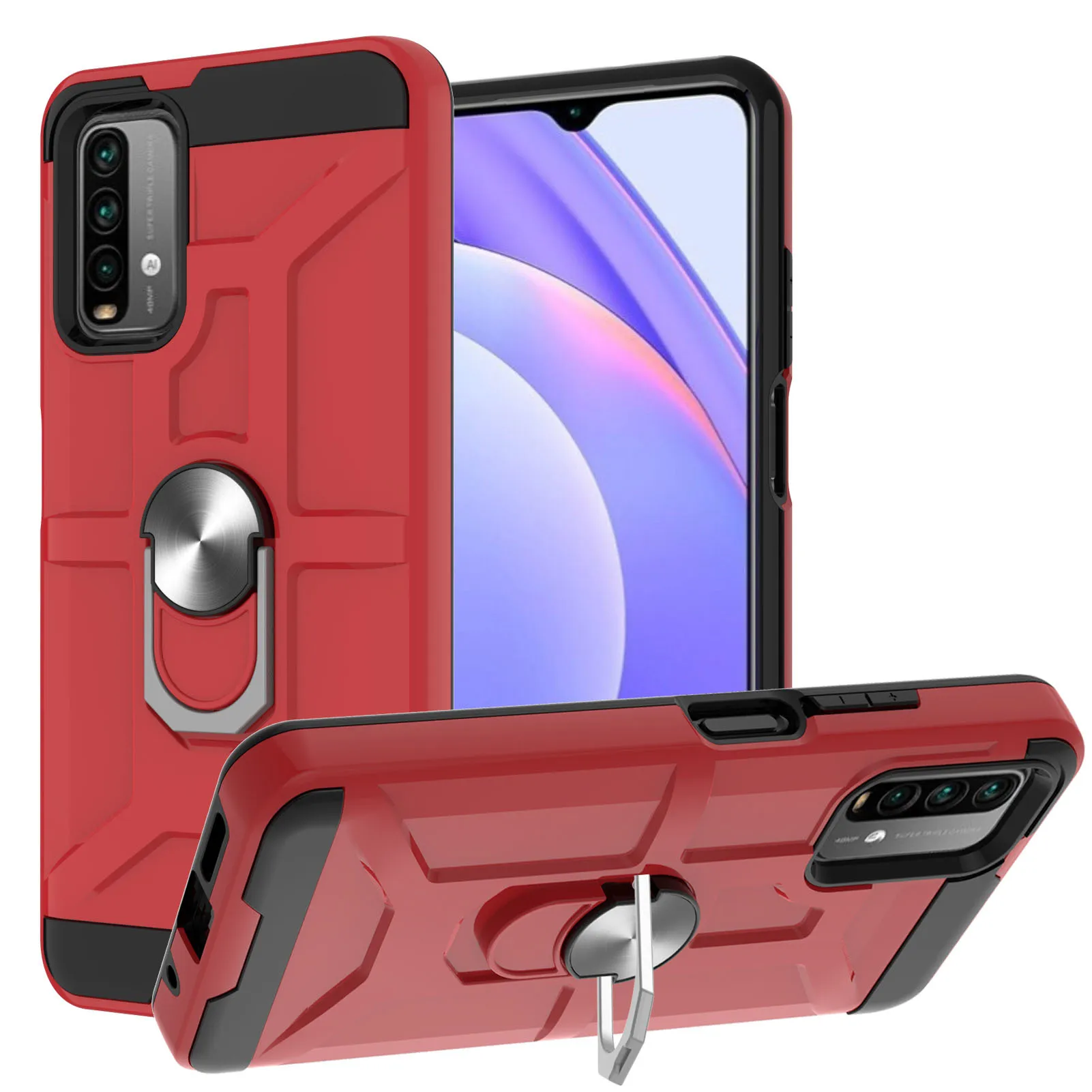 Cases With Magnetic Metal Ring Shockproof Armor For Redmi 9 Power Note 9 4g Tpu Hard Back Protector