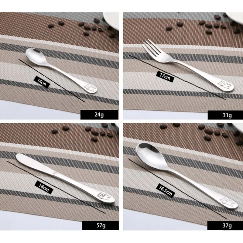 set baby ملعقة صغيرة ملعقة ملعقة الغذاء تغذية شوكة أدوات سكين مجموعة من الفولاذ المقاوم للصدأ الأطفال تعلم الأكل عادة أطفال أدوات المائدة 220715