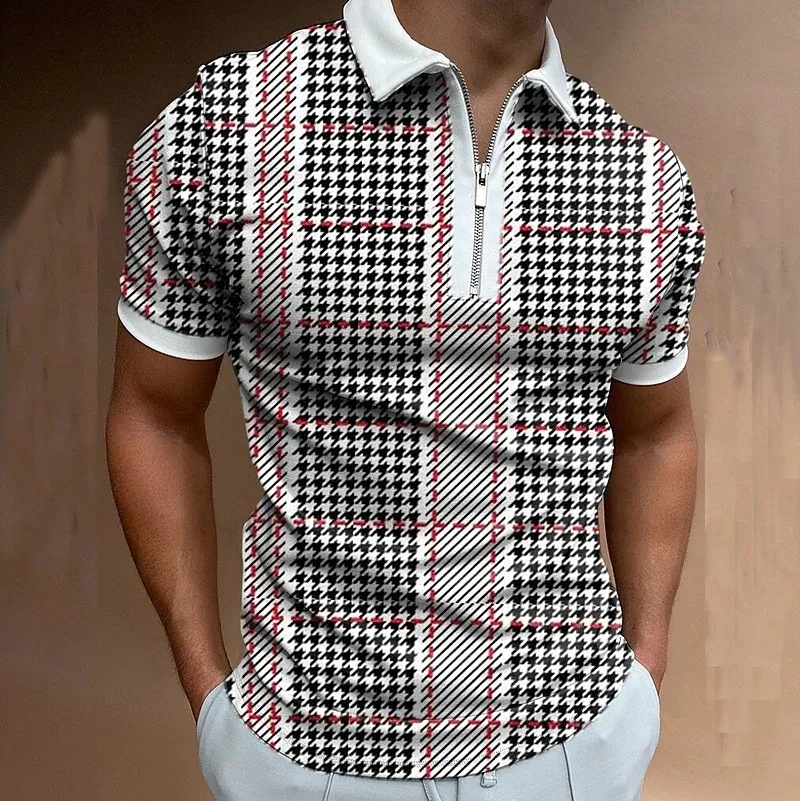 Mens Polo Shirt Argyle Printing S varumärke Shortsleeved Summer Tees Man Clothing European Size S4XL 220615