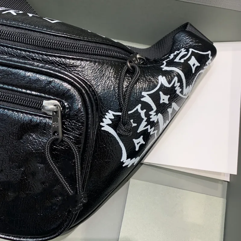 7A Quality Waist Bags Bumbag Handbags Purse Men Women Leather Sport Runner Fanny Pack Belly graffiti Waists Bum Bag Fitness Runnin255a