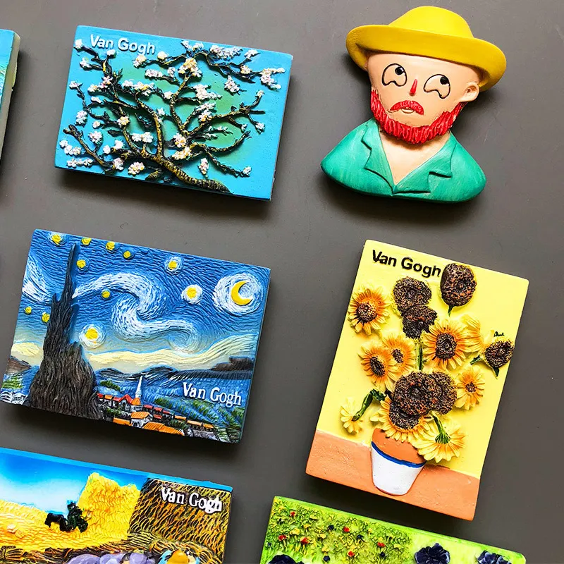 Cartoon Van Gogh hars koelkast plakken koelkastmagneet magnetische creatieve 3D kamer decoratie collectie geschenken 220426