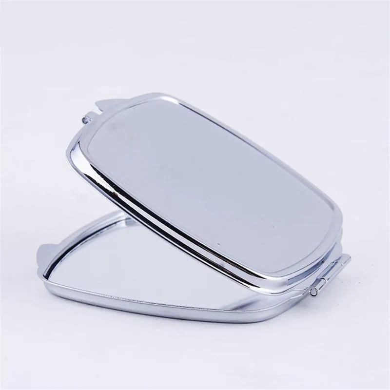 DIY Make Up Mirror 2 Face SubliMation Blank Plated Aluminium Sheet Girl Gift Cosmetic Metal Compact Gift Mirrors Home Women Män