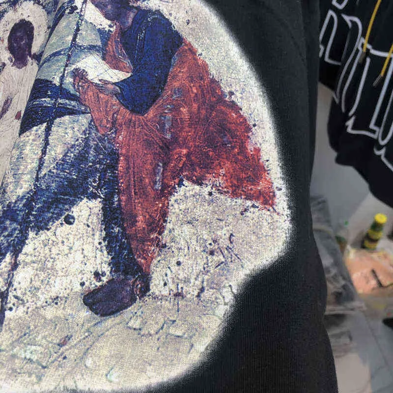 2020SS Jezus is król T-shirt Jesus Mural Print T-shirty Mężczyźni Kobiety Hip Hop Tee z powrotem Chicago List Wysokiej jakości bawełniane topy