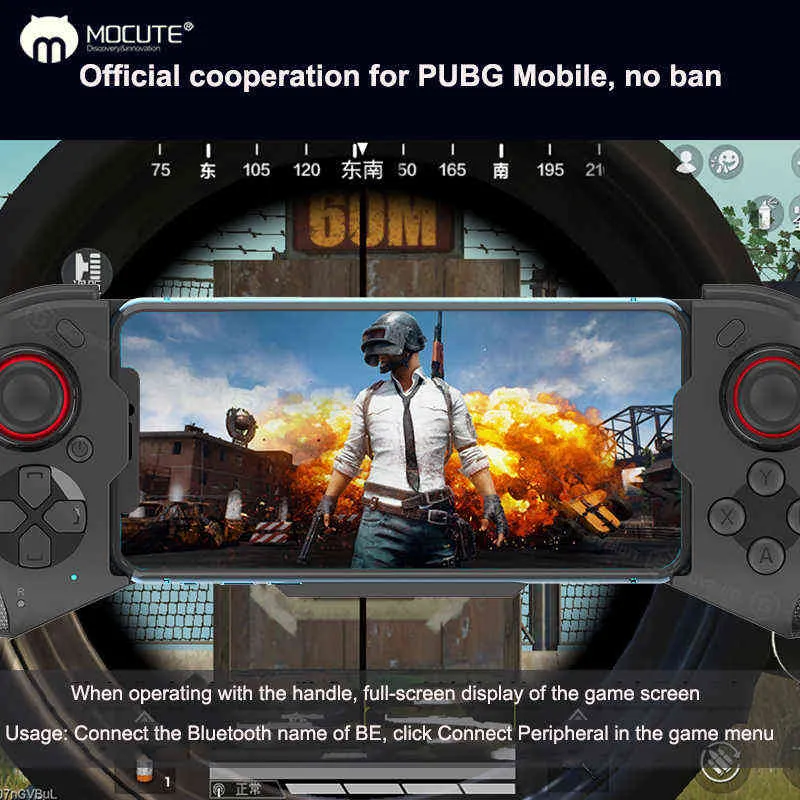 Mocute gamepad 058 atualização 060 pubg controlador para celular android sem fio telescópico joysticks para iphone ios134 h2204217578001