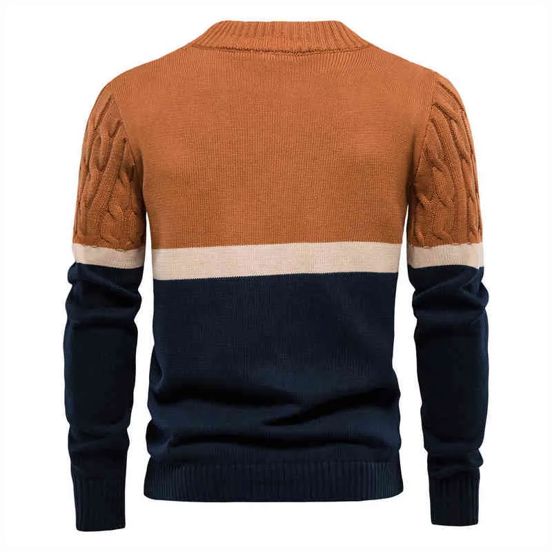 2022 otoño nueva moda para hombres cuello alto color a juego cardigan suéter tamaño europeo l220801
