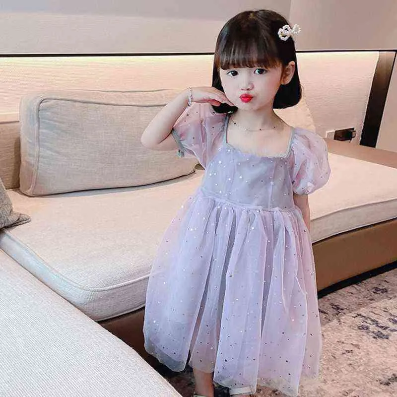 Baby Girls Princess Puffy Dress Casual Short Sleeve Mesh Summer Dresses Toddler Girl Elegant Party Tutu Bow Backless Kids Dress G220518