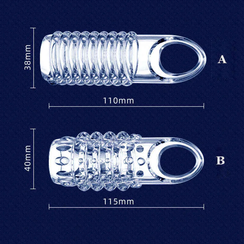 NXY Cockrings 2st Male Chastity Cage Crystal Cock Rings Penis Sleeve Extender utvidgning Återanvändbara sexleksaker för män Vuxna 220505