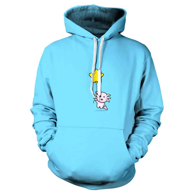 Kawaii Axolotl grafisk hoodie för män Sweatshirts Moletom SweetShirts TrackSuit Clothing Roupas Bluzy