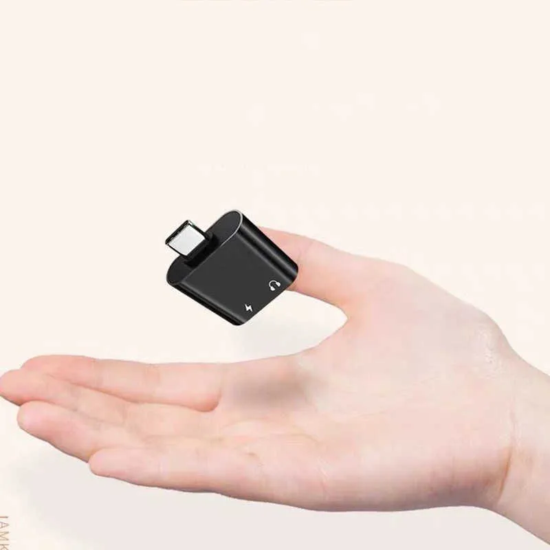 Type C Adapter 2 In 1 Splitter For Samsung Galaxy S21 S20 FE Note 20 Huawei Xiaomi USB C to 3.5 Jack Earphone Audio adapter