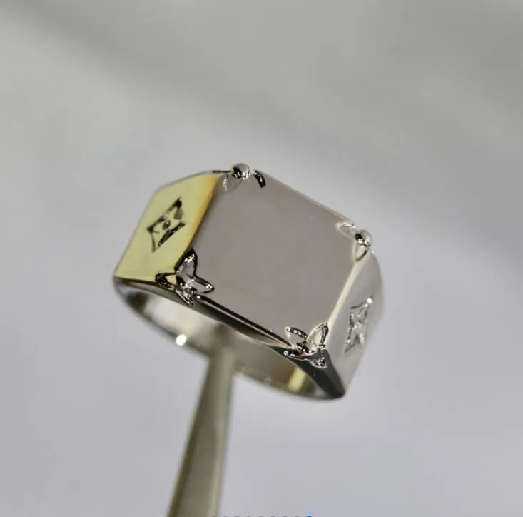 Nytt titanstål bokstav par ring mode trend blomma högkvalitativ guldpläterad ring smycken leverans 3 färger283y