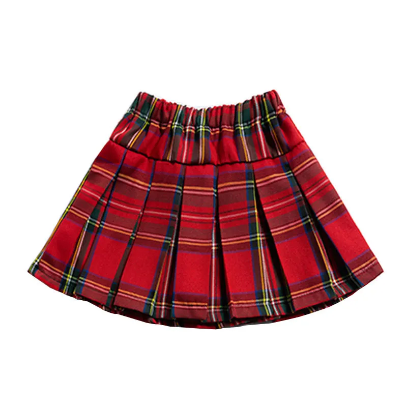 Baby Girls Mini plisowana spódnica Młoda krata Spódnice Szkoły Dzieci Odzież Dzieci Jednolite Wiek 4 6 8 10 12 14 16 YRS 220326
