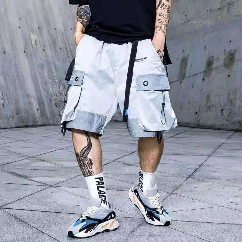 Mens Shorts Solto Verão Calças de Carga Jogger Streetwear Hip Hop Punk Sweatshorts Techwear Moda Vestuário Casual 220318