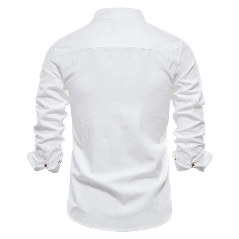 AIOPESON printemps coton Social chemise hommes couleur unie haute qualité à manches longues pour revers décontracté s 220401