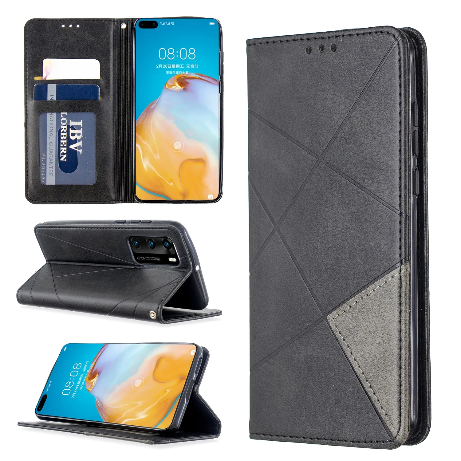 Huawei P50 P40 P30 P20 Pro Lite Y5 Y6 Y9 Y9 2019 PSMART 2019 2020 2021 Honor 9X Lite Wallet Phone Coverの革製フリップケース