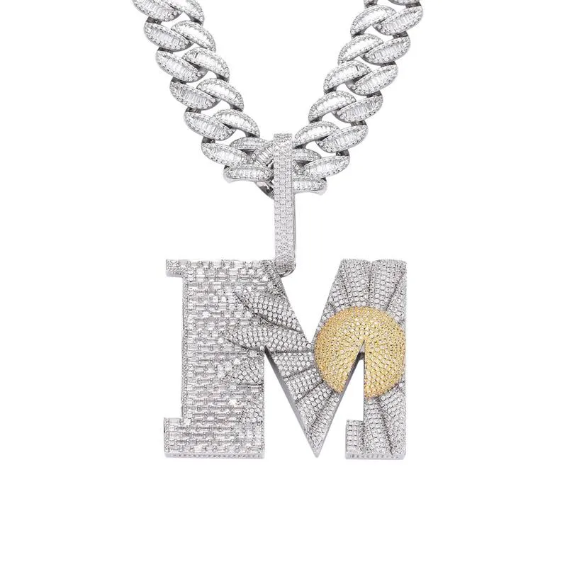 Colares Pingente Hip Hop Letra De Cristal Completa M Daisy Colar Com Gelado Grande 20mm Largura Bling Miami Cubana Cadeia Gargantilha Jóias2515