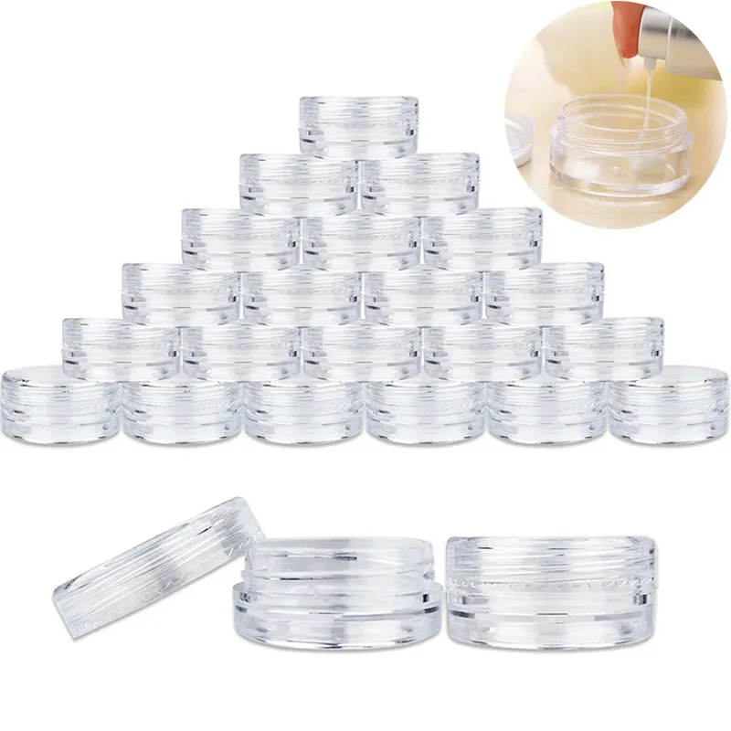 10-100ピース3G空のプラスチック化粧品化粧品jar鍋透明なサンプルボトルアイシャドウフェイスクリームリップクリームコンテナCX220413