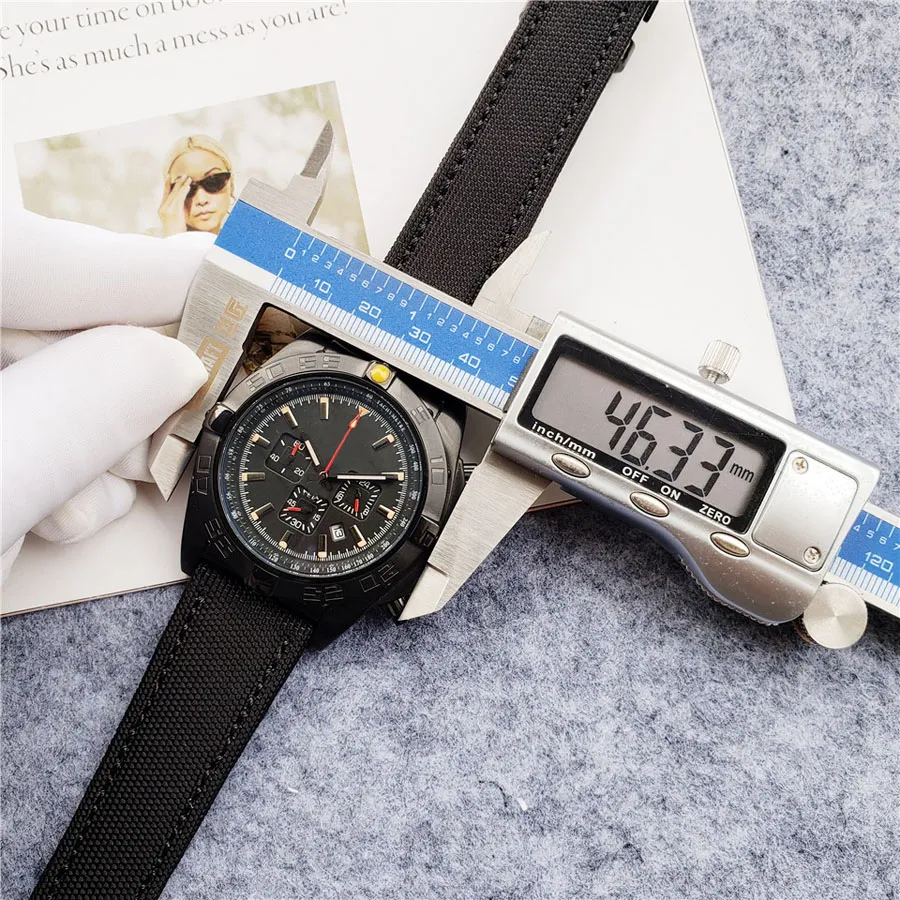 ブランド男性の腕時計ファッション高級Hight品質多機能キャンバスバンド石英防水AAAクロックBR121