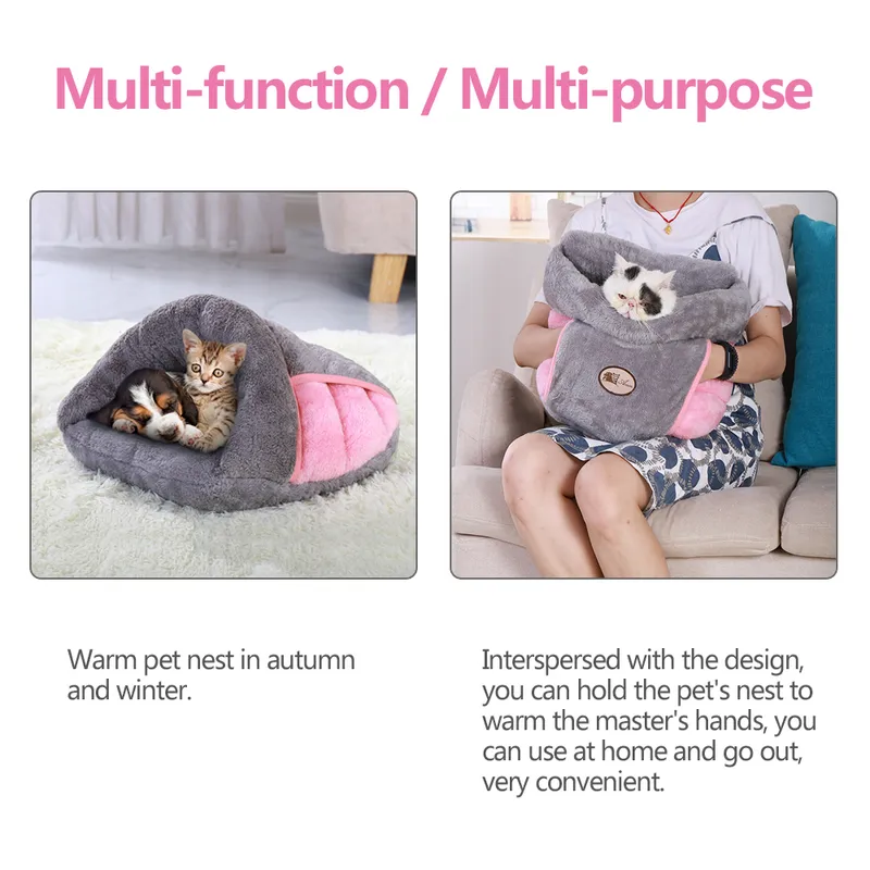 Warm Cat Bed Cute House Comfortable Reclining Chair Cushion Small Pet Sleeping Tent Washable Bag Dog Basket 220323