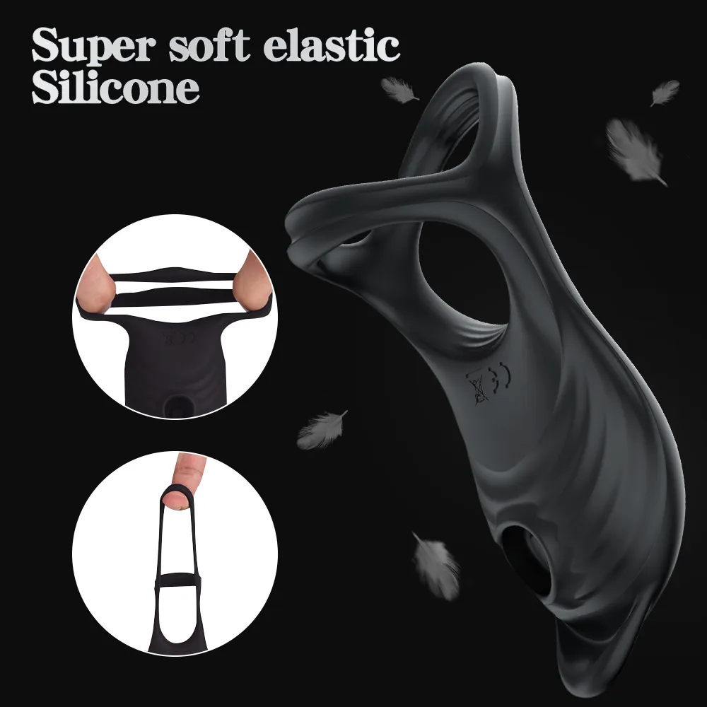 2 in 1 Vibrating Penis Ring Clit Sucker Vibrator Remote Control sexy Toys For Men Delayed Ejaculation Double Cock for Adult